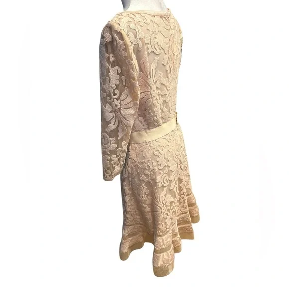 Tadashi Shoji Elegant Lace Dress in Cream petite size 12 - Picture 2 of 12
